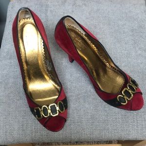 J Crew Collection Velvet and Leather Heels